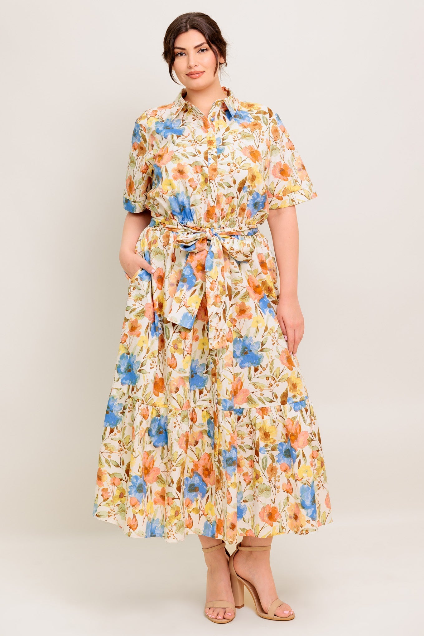 HAZEL DREAM IVORY WOVEN MIDI DRESS Flying Tomato